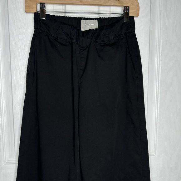 EVERLANE Organic Cotton the Easy Pants Elastic Waist Black Sz 4 - Picture 11 of 12